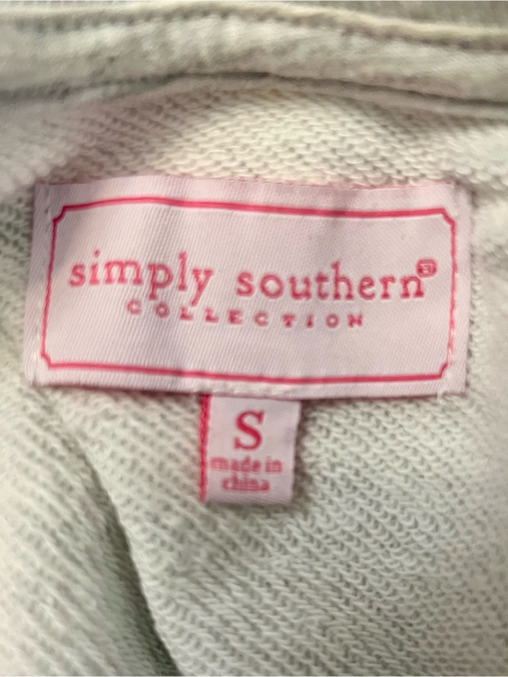 Simply Southern Light Gray Sweatshirt with Pink, Green & Gold Sequin Patch - Picture 2 of 7